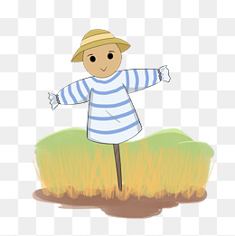 秋分秋季主题田地稻草人插画