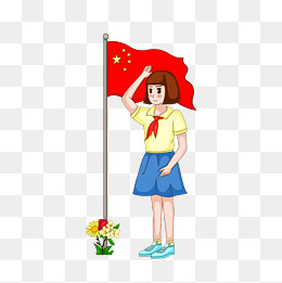 国庆祝庆节卡通女孩敬礼人物插画