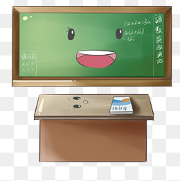 手绘黑板讲台插画