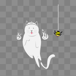 万圣节猫咪幽灵插画