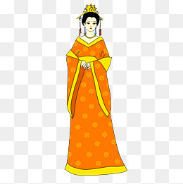 手绘矢量免抠卡通古代皇宫妃子