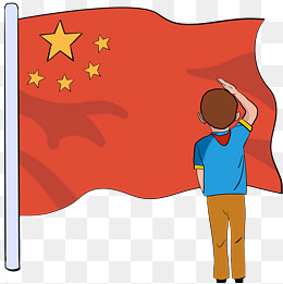 国庆国旗学生敬礼插画