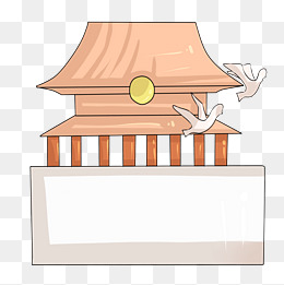 宫廷古建筑亭房插画