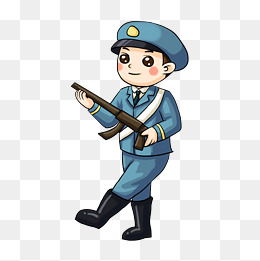 巡逻军人持枪正步走插画