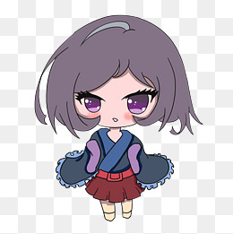 粉色裙子短发卡通女孩