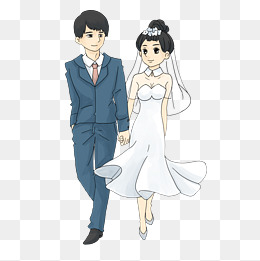 西式唯美新郎新娘插画