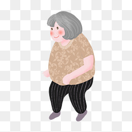 手绘和蔼可亲的老奶奶人物插画