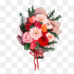 花艺手捧花鲜花插画
