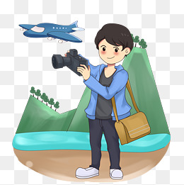 旅游人物拍照插画