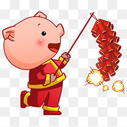 卡通鞭炮手绘插画