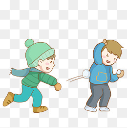 冬季打雪仗的男孩免抠png素材
