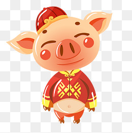 2019新年猪年可爱吉祥红色小猪免抠素材