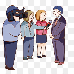 记者采访秀采访场景卡通人物