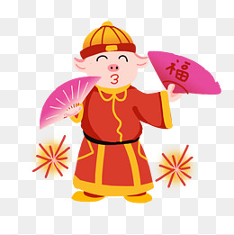 新年猪系列春节过年大红色系卡通png免抠图素材图片