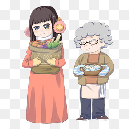 冬至奶奶女孩饺子卡通