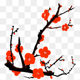 梅花水墨画矢量插画