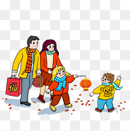 卡通手绘过大年幸福
