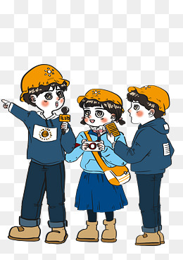 记者节幼儿园模拟采访小记者卡通人物漫画
