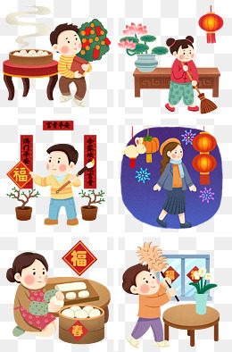 卡通大红灯的配图