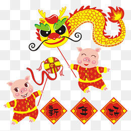 猪娃娃手绘卡通新年喜庆系列