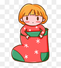 圣诞节平安夜可爱手绘女孩圣诞袜礼物