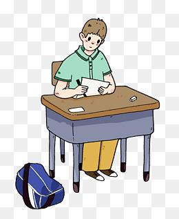 卡通可爱矢量免抠上课回答问题举手的学生