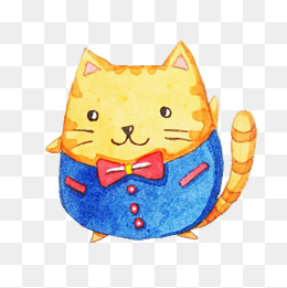 圣诞节圣诞夜手绘可爱猫咪送礼物暖色系