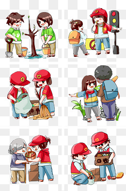手绘志愿者合集插画