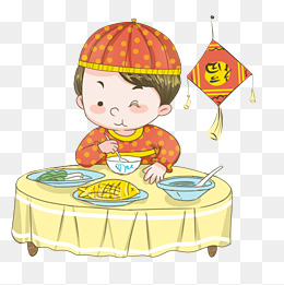过节一家人吃火鸡大餐卡通插画
