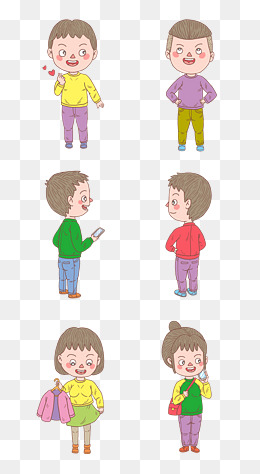 卡通手绘人物自信少女