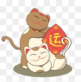 招财好运猫可爱猫咪卡通手绘
