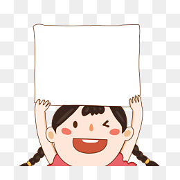 彩色可爱手绘简约卡通淘宝电商小女孩举牌子促销标签