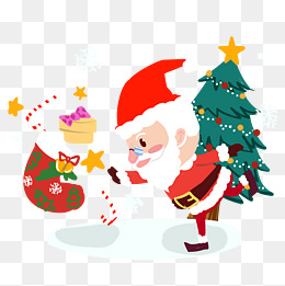 圣诞老人手绘卡通人物png素材图片免费下载_高清psd