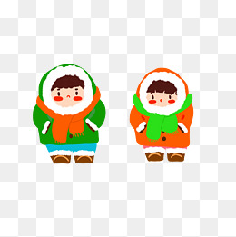 寒冷冬季可爱保暖男女情侣头像png
