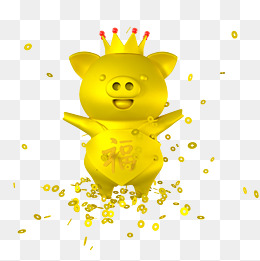 c4d立体金猪撒钱免费下载