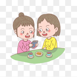 冬天家人朋友一起吃饺子唠嗑聊天卡通人物