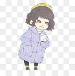 冬季冬日卡通手绘棉衣姑娘