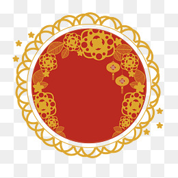 手绘新年圆形边框