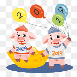 新年猪手绘卡通人物PNG素材