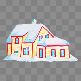 手绘冬天雪景插画