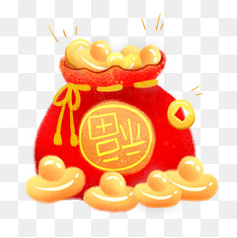 过年喜庆福袋金银满满的钱包钱袋,恭喜发财福气多多