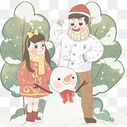 情侣雪天室外互相取暖