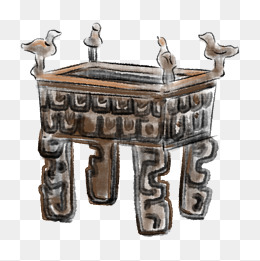 中国风文物青铜器鼎插画