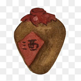 水墨复古酒坛插画