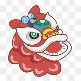 春节红色手绘舞狮
