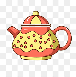 红色的茶壶手绘插画
