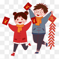 新年卡通人物新年签背景图片免费下载_广告背