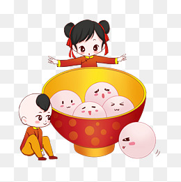 卡通可爱元宵节元宵汤圆插画