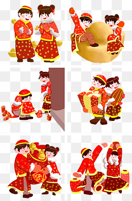 中国风水墨画中国结唐装娃娃