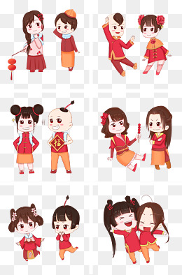 手绘卡通新年人物系列